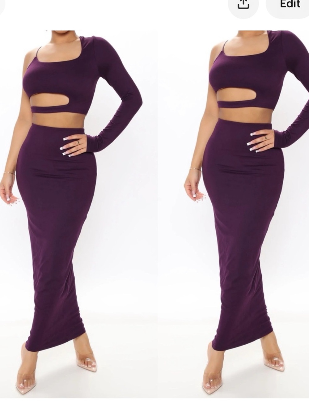 Fashion Nova Love On Repeat Eggplant Skirt Set XS NWT